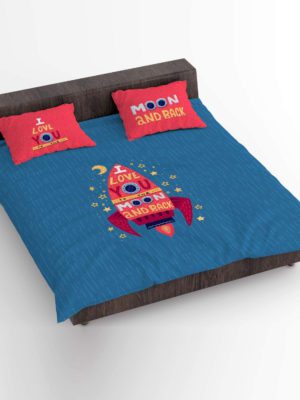 Birthday Gifts Love Couple Double Bedsheet with 2 Pillow Covers - I Love You to The Moon and Back