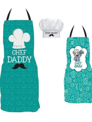 Chef Daddy Dad and Kids Kitchen Chef Apron Set of 2