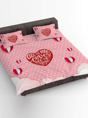 Birthday Gifts Love Couple Double Bedsheet with 2 Pillow Covers - Love Puzzle