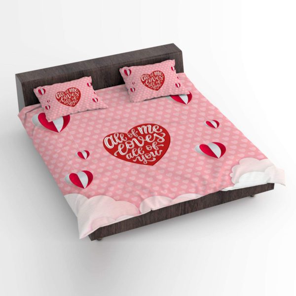 Birthday Gifts Love Couple Double Bedsheet with 2 Pillow Covers - Love Puzzle