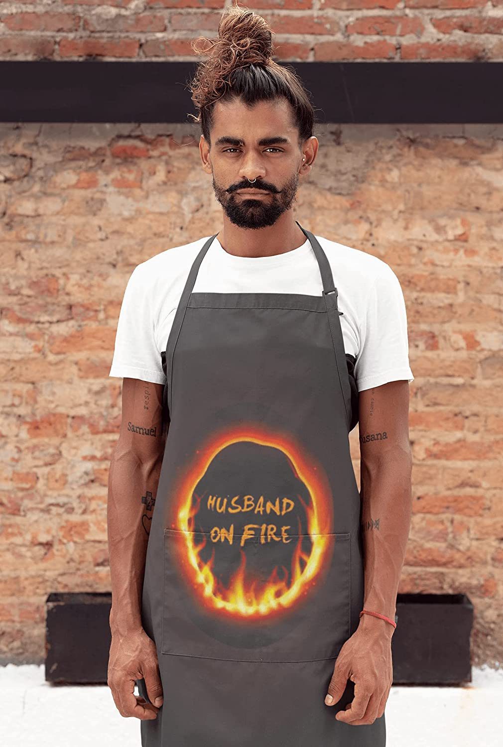 Naughty Husband on Fire Funny Apron - theyayacafe