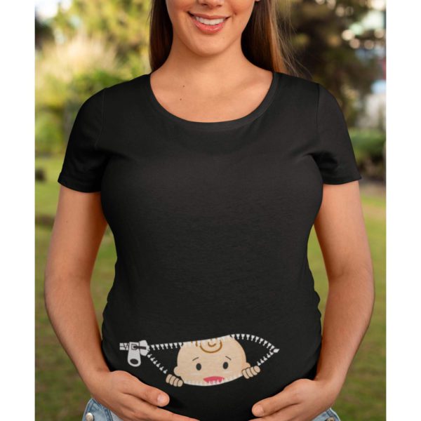 Maternity T-Shirts - Unique Design Baby Watching From Stomach