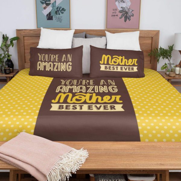 Amazing Mom Ever Printed Double Bedsheet