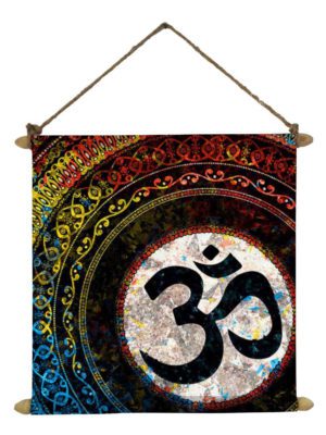 Devotional Om Poster Wall Painting Hanging Scroll Canvas - 12 x 12 inches