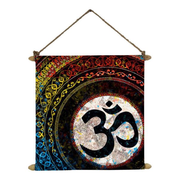 Devotional Om Poster Wall Painting Hanging Scroll Canvas - 12 x 12 inches