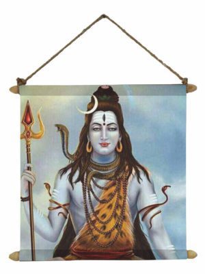 Divine Shiva Poster Wall Painting Hanging Scroll Canvas - 12 x 12 inches