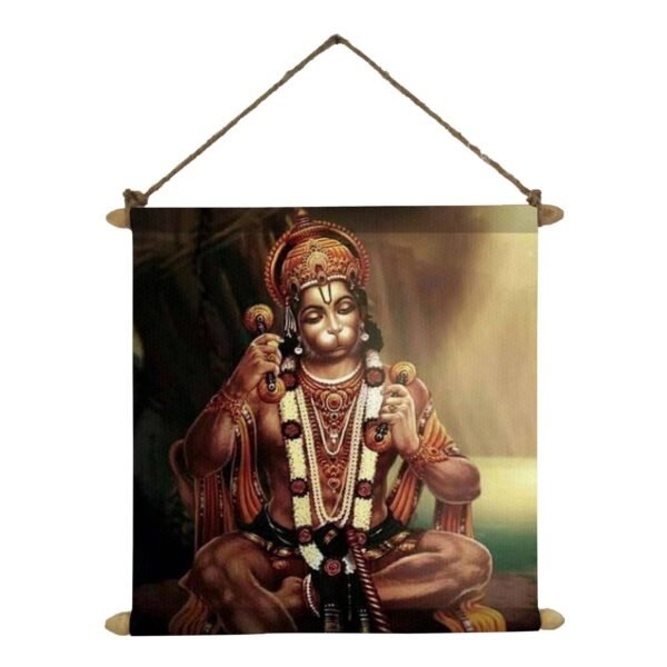 Balaji Lord Hanuman Synthetic Idol Wall Painting for Mom, Hangings Canvas Scroll Poster (12x12 inches,