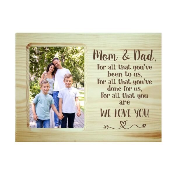 Personalized Love you Mom Dad Wooden Photoframe