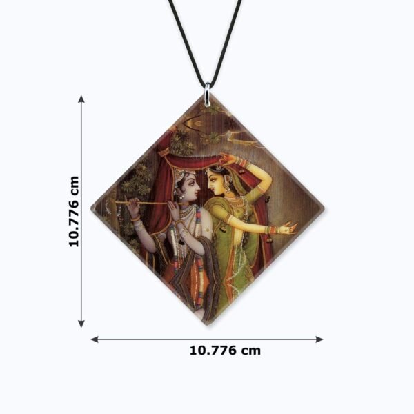 Religious Gifts Acrylic Car Hanging Accessories Lord Radha Krishna Printed for Good Luck Interior Decoration
