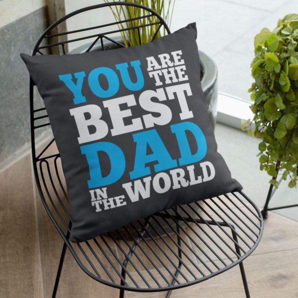 Birthday 12 x 12 inches Best Dad Printed Velvet Cushion Cover Throw Pillow