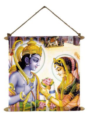 Ram Sita Vivah Poster Wall Painting Hanging Scroll (Canvas Multicolour 12 x 12 inch)