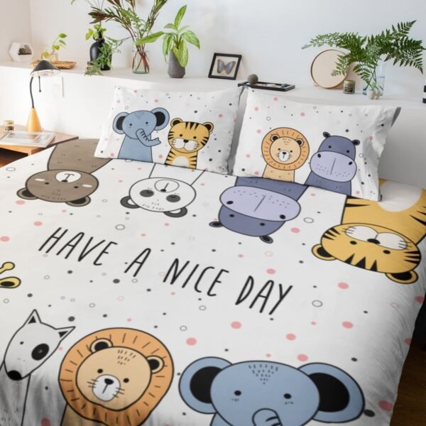 Kids bedsheet Velvet Printed Velvet King Size Double Bedsheet with 2 Pillow Covers - Cute Animals in Space