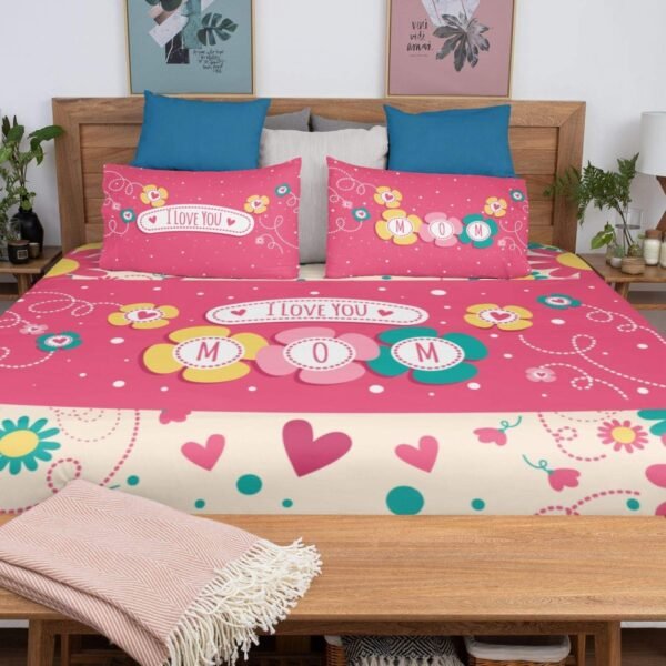 for Mother King Size Velvet Double Bedsheet with 2 Pillow Covers Birthday Present - Best Mom Ever - Brown