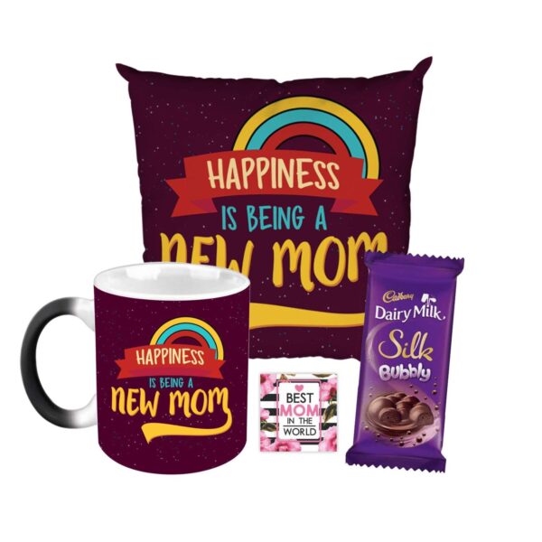 Birthday Chocolate Gifts Combo for Mom - Moms They are Like Dads Only Smarter Mug, Cushion Cover, 5 Cadbury Dairy