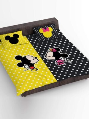 TYYC  Day Gifts, Cute His Hers Mickey Minnie Couple Bedsheet With 2 Pillow Covers, Love Double Bedsheets -