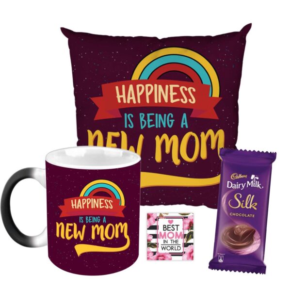 Birthday Chocolate Gifts Combo for Mom - Moms They are Like Dads Only Smarter Mug, Cushion Cover, 5 Cadbury Dairy
