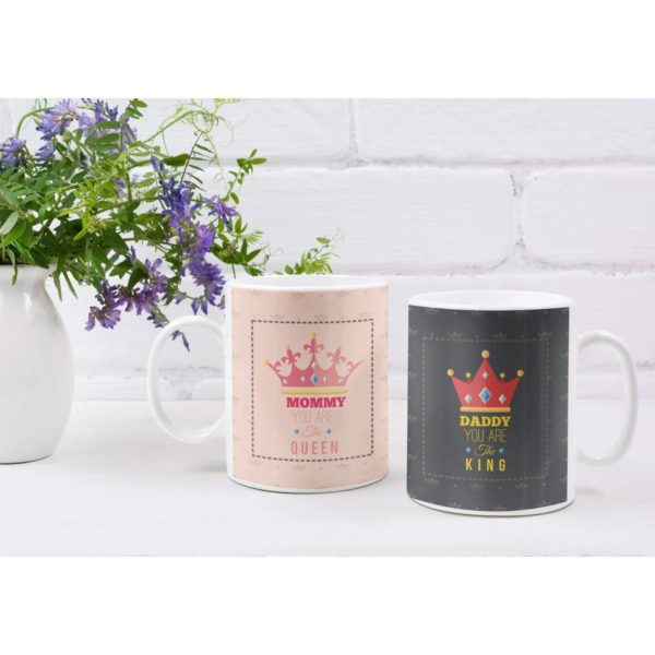 Birthday Gifts for Mom Dad 325 Ml Coffee Mug Set of 2 with Tea Coaster - Starry Beautiful Mother Father