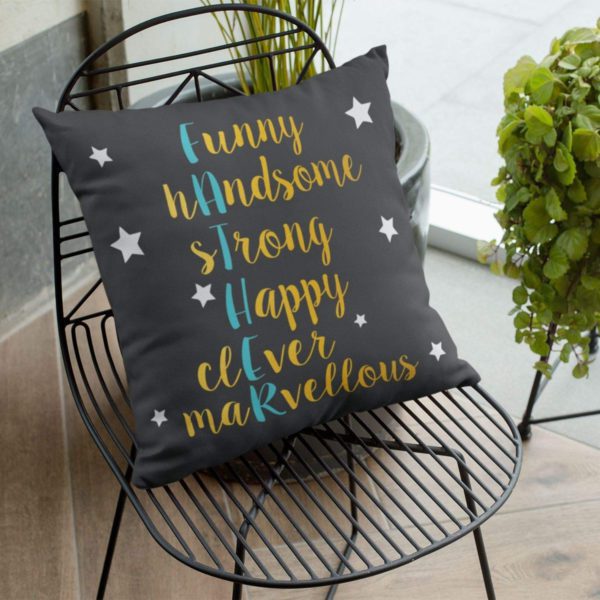 Birthday 12 x 12 inches Starry Handsome Father Printed Velvet Cushion Cover Throw Pillow