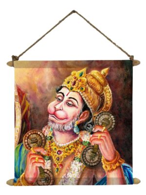 Heavenly Hanuman Poster Wall Painting Hanging Scroll Canvas 12 x 12 inches