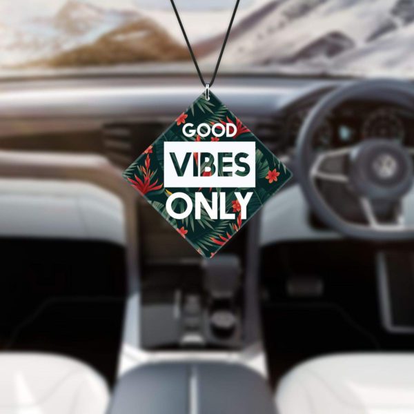 Motivational Gift Car Hanging Accessories Good Vibes Only Printed with Wooden Keychain