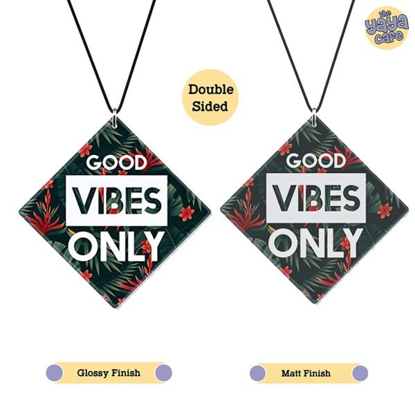 Motivational Gift Car Hanging Accessories Good Vibes Only Printed with Wooden Keychain