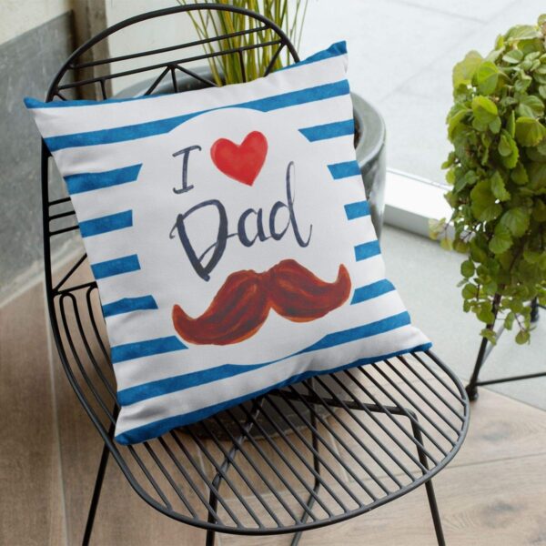 Birthday 12 x 12 inches I Love Dad Printed Velvet Cushion Cover Throw Pillow