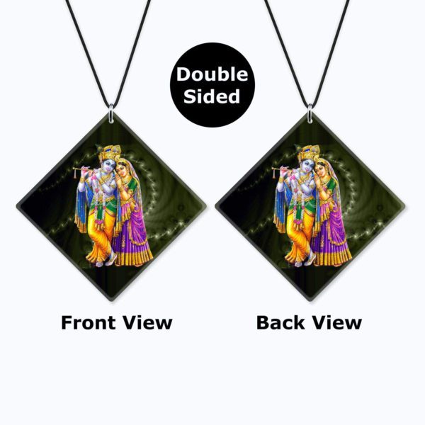 Religious Gifts Acrylic Car Hanging Accessories Radhe Krishna Printed for Good Luck Interior Decoration