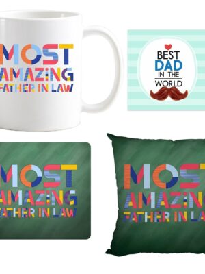 Birthday Gifts Printed Mousepad, Cushion Cover, Ceramic Coffee Mug (330ml), with Coaster Hamper Set for Best