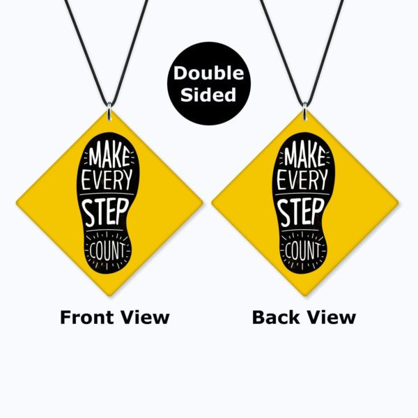 Motivational Gift Car Hanging Make Every Step Count Printed with Wooden Keychain