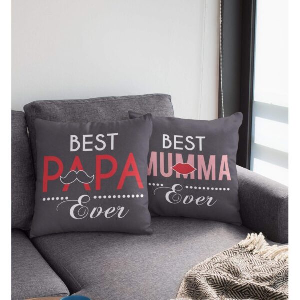 Birthday Gifts for Mom Dad 12 x 12 inches Best Mom Dad in The World Printed Velvet Cushion Cover Throw Pillow