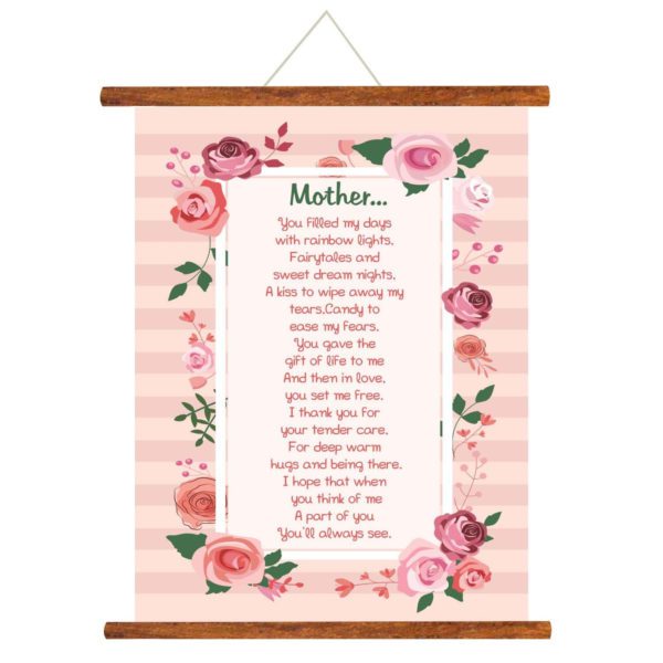 Birthday Gifts for Mom Scroll Greeting Card (12 x 16 Inches) Wall Hanging Décor - Best mom in The Worldl