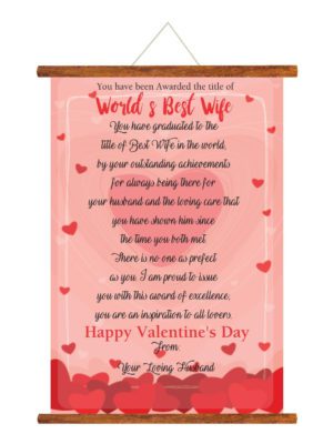 Worlds Best Wife Certificate Love Valentine Scroll