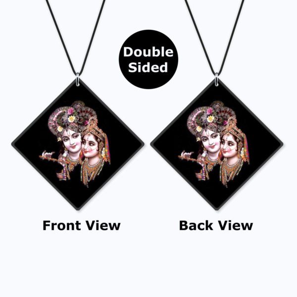 Religious Gifts Acrylic Car Hanging Accessories Lord Radha Krishna Flute Printed for Good Luck Interior Decoration