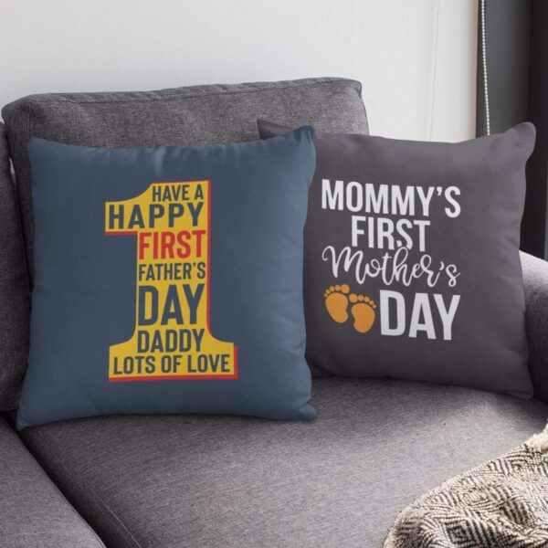 Mothers Day 12x12 inches Poly Satin Cushion (with Filler) Mommy Daddy to Be Printed New Mom Dad Birthday Throw Pillow