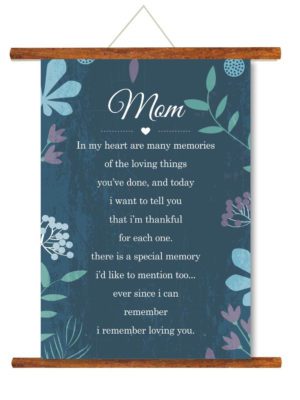 Mothers Day Greeting Cards Floral Loving Mom Scroll Card for Mom Wall Hanging Decor | Mom Birthday Gifts - 15x20