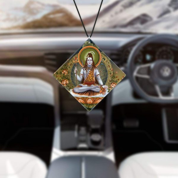 Religious Gifts Acrylic Car Hanging Accessories Lord Shiva Printed Printed for Good Luck Interior Decoration