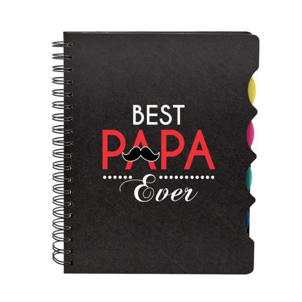 Best Papa Ever for Dad Set of 2 - Engraved Notebook A5 Size, 300 Ruled Pages, Dad Mousepad