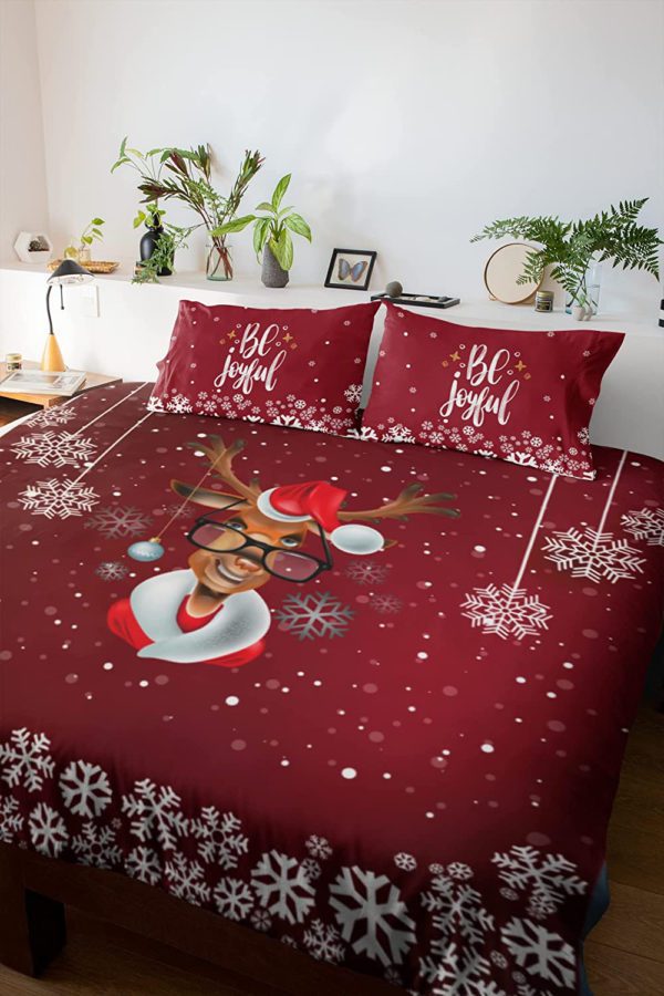 Stylish Reindeer Printed Christmas Bedsheet