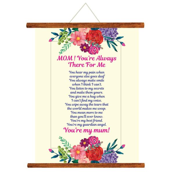 Birthday Gifts for Mom Scroll Greeting Card (12 x 16 Inches) Wall Hanging Décor - Best mom in The Worldl