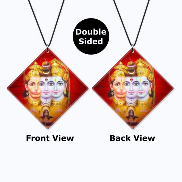 Religious Gifts Acrylic Car Hanging Accessories Lord Shiva with Ram Hanuman Printed Printed for Good Luck Interior