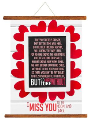 I Miss You To The Moon And Back Miss You Scroll Greeting Card (Red_ 15X20 Inches)