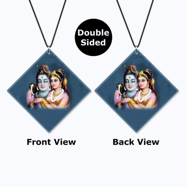 Religious Gifts Acrylic Car Hanging Accessories Lord Shiva with Parvati Printed Printed for Good Luck Interior