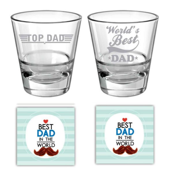 No 1 Best Awesome Dad Whisky Glass for Dad Set of 6