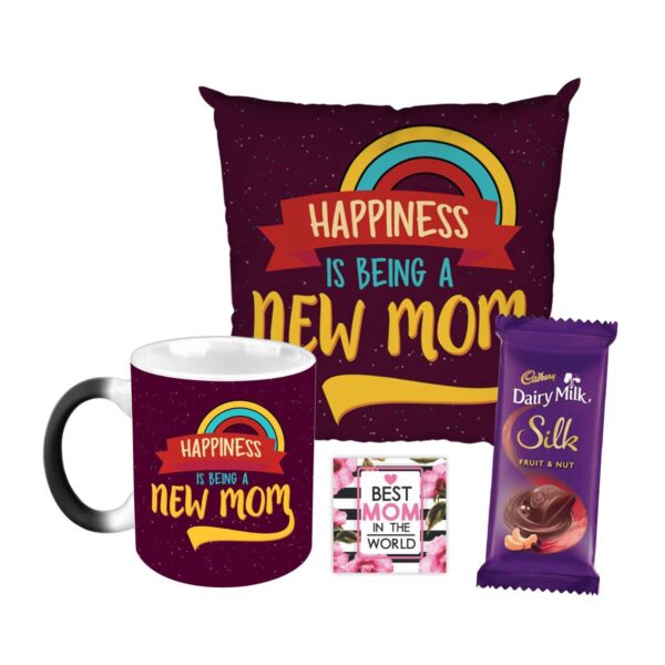 Birthday Chocolate Gifts Combo for Mom - Moms They are Like Dads Only Smarter Mug, Cushion Cover, 5 Cadbury Dairy