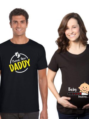 Proud New Daddy & Baby Loading Maternity Couple T-Shirts