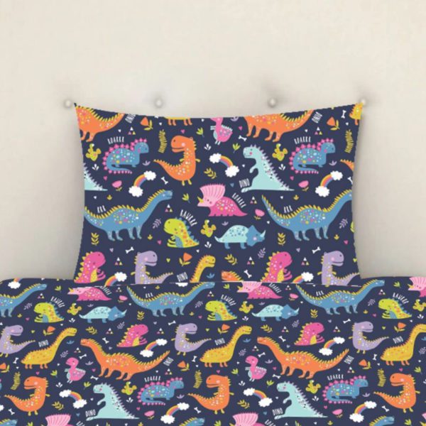 Cute Dinosaur All Dinosaurs Printed Velvet King Size Double Bedsheet with 2 Pillow Covers