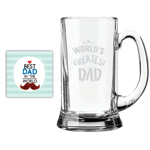 Worlds Greatest Dad Engraved Beer Mug for Dad