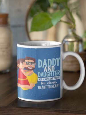 Daddy and Daughter Printed Ceramic Coffee Mug with Coaster