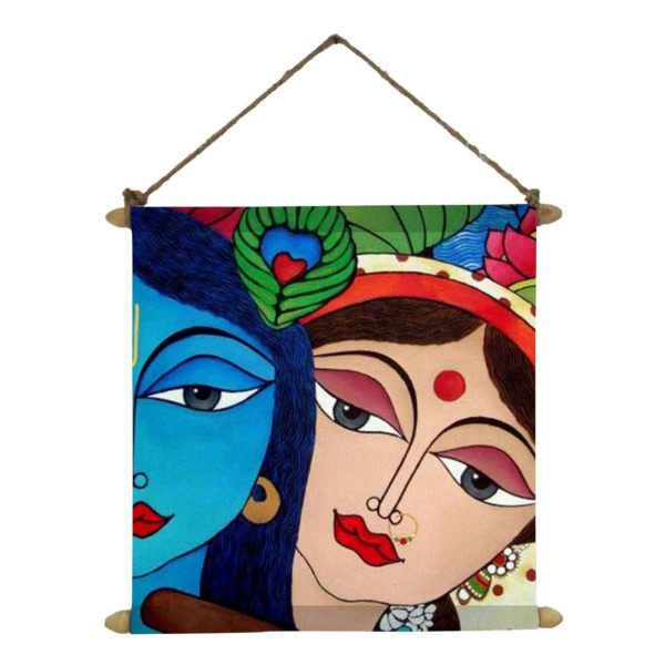 Sanctity Radha Krishna Poster Wall Painting Hanging Scroll Canvas 12 x 12 inches