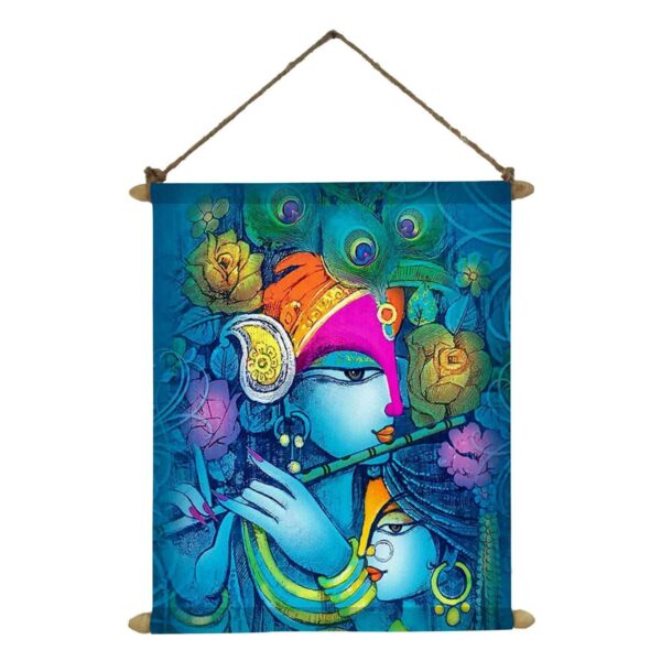 Divinity Radha Krishna Poster Wall Painting Hanging Scroll Canvas 12 x 12 inches